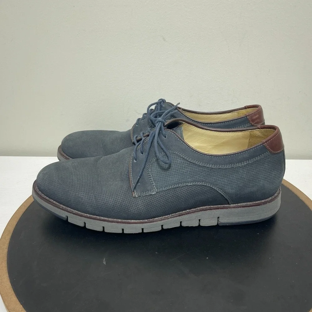 Johnston Murphy JM 1850 Men 10M Sheepskin Derby Navy Blue Business Casual Smart